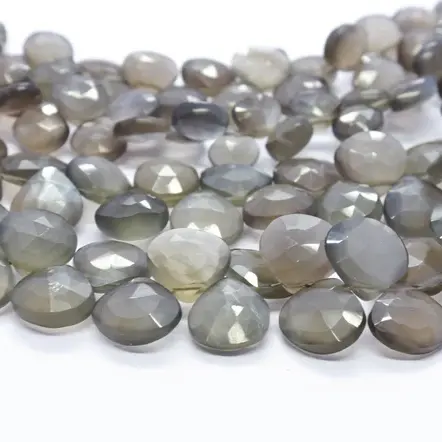 Graue Mondstein facettierte Herzform Perlen 7-8mm graue Mondstein Perlen, seitlich geschnittene Edelstein Brio lette Perlen für Schmuck herstellung Handwerk