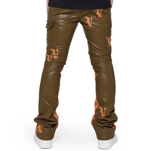 Pantalon de moto en cuir personnalisable pour hommes, dernier modèle avec taille élastique, pleine longueur, taille moyenne, service OEM disponible - Product Image 2