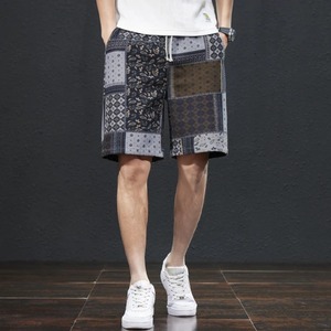 Short de plage à imprimé ethnique pour hommes, respirant, élastique, polyvalent, décontracté, motif uni, nouveau design - Product Image 5