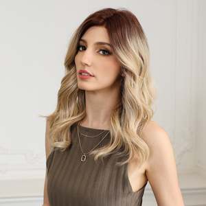 Remi-DWY Free Part for Ombre Blonde Mid-Length Glueless Synthetic <b>Wig</b> Transparent Lace Front Mono Lace Front Free Part - Product Image 5