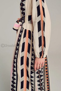 Vestidos de mujer Túnica con cuello en V Maxi largo Ancho manga larga Cinturón de cintura desmontable Vestidos casuales de moda para otoño - Product Image 3