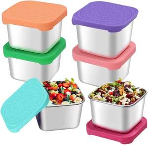 6Pack 6oz Stainless Steel Snack Containers <b>for</b> <b>Kids</b> Easy Open Leak Proof Small Stainless Steel Snack Containers with Silicone Li - Product Image 1