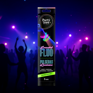 Pulsera Party Love Fluo, 3 piezas, brilla en la oscuridad, para fiestas, festivales, bodas, conciertos - Product Image 3