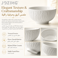 Vente en gros - Déstockage - Bol en céramique texturé effet écorce d'arbre blanc - Prix usine - Bol à céréales, soupe et riz en porcelaine pour restaurant