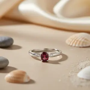 925 Silver Ruby Ring for Women Fine Platinum Jewelry with Cut Gemstone Rhodium Plated and <b>Set</b> Gift - Product Image 3