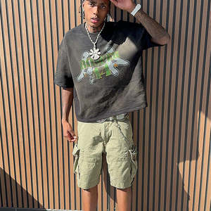 Camiseta personalizada de 100% algodón lavada con ácido para hombre, camiseta de talla grande con hombros caídos y peso pesado 200 GSM Stone Wash - Product Image 5