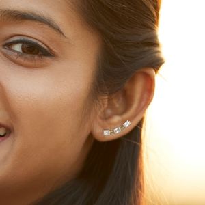 Avarta Jewellery 18k Gold Baguette <b>Cuff</b> <b>Earrings</b> - Product Image 1