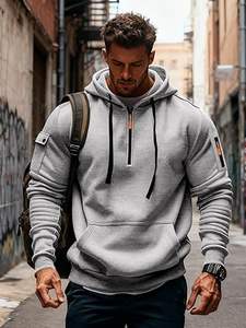 เสื้อฮู้ดผ้าคอตตอนขนแกะสีพื้นแบบลำลองสำหรับผู้ชายใส่ใน100% เป็นมิตรกับสิ่งแวดล้อมระบายอากาศได้ดีเหมาะสำหรับฤดูหนาว - Product Image 5