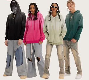 HAUTE QUALITÉ Logo Personnalisé Oversize 380GSM Faux deux-pièces Streetwear Blank Pullover Acid Wash Hoodie & Sweatshirts - Product Image 2