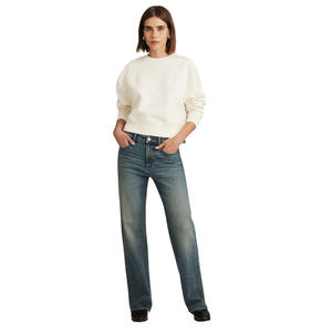 Jeans décontractés pour femmes, coupe droite, respirants, personnalisables (ODM), en denim premium, taille mi-haute, coupe régulière, vente en gros directe usine - Product Image 4
