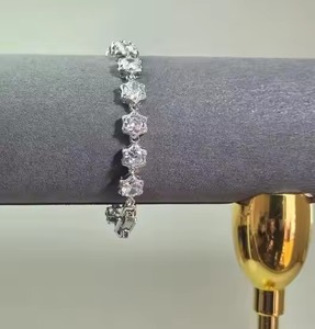 สร้อยข้อมือเพชรเทนนิส Moissanite 10K 14K กำไลทองสีขาวทึบและกำไลข้อมือ - Product Image 1