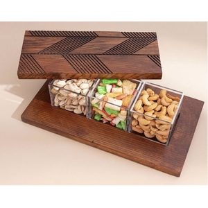 Plateau en résine de haute qualité plateau de service Vintage maison et cuisine nouveaux produits bocaux acryliques avec couvercle en bois noix récipient à fruits secs - Product Image 6