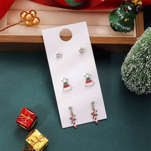 Boucles d'oreilles de Noël à la mode cloutées en alliage de diamants - Product Image 5