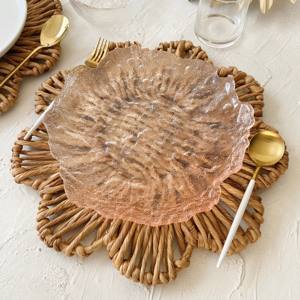 Scalloped water hyacinth <b>placemat</b> dining table accessories handbraided charger plate <b>placemats</b> - Product Image 2