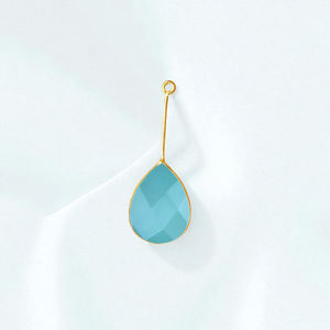 Poire Forme Aqua Calcédoine Gemme À Facettes 8x12 MM Charme DIY Pendentif-Argent 925 Dangle Charm-Bijoux En Gros - Product Image 1