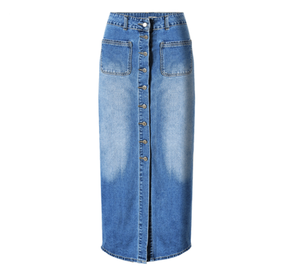 Fashion Ladies <b>Skirts</b> Casual Color Block Gradient Washed Denim - Product Image 1