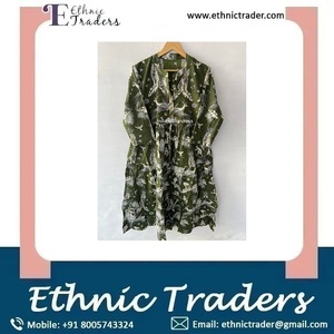 Robe Handblock de couleur verte à imprimé tigre à la demande pour femmes du fournisseur indien de robe Blousen - Product Image 6