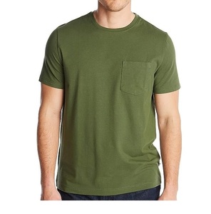 Camiseta de manga corta con cuello redondo liso para hombre, 95% algodón, 5% Spandex, Camiseta con bolsillo, stock Premium, camiseta directa de fábrica - Product Image 1