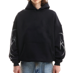 2025 haute qualité sweat à capuche hommes pull strass 100% coton bonne qualité poids lourd gros strass sweats à capuche pour unisexe - Product Image 1