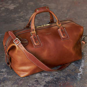 ALW grand sac de sport en cuir pleine fleur personnalisé pour hommes, polyester durable de grande capacité pour voyage de nuit week-end de luxe - Product Image 3