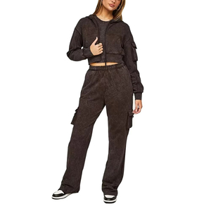 Survêtement femme baggy survêtement pour femmes surdimensionné personnalisé délavé à l'acide survêtement pour femmes survêtements ensembles unisexe personnalisé en gros - Product Image 1
