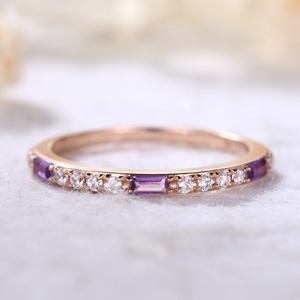 แหวนพลอยอเมทิสต์ธรรมชาติทำจากทองคำแท้18kt หรูหราดีไซน์ใหม่แหวนทองคำแท้พร้อมแหวนเพชรแท้ - Product Image 2