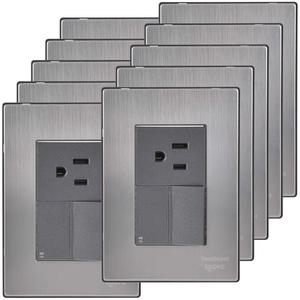 Treppenhaus-Kombinationsschalter, MXINC-006, 10 Stück, Treppenhaus-Steckdose/Schalter, 125-250VAC, 10/15A, 50/60Hz, Silber/Oxford, Ace - Product Image 1
