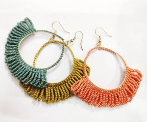 Embroidered <b>Fabric</b> & Bead Earrings Custom Multi-<b>Beaded</b> Earrings Women Festive Party Jewelry At Best Price <b>Beaded</b> Earrings - Product Image 6