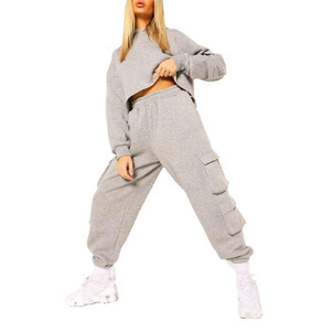 Venta al por mayor de invierno personalizable conjunto de 2 piezas de las mujeres de alta calidad chándal trajes de las mujeres chaqueta pantalón chándal conjuntos a juego - Product Image 1