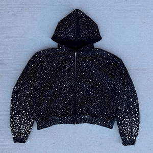 Men's Solid Breathable Rhinestone Hoodies Customized Eco-Friendly for Winter - Product Image 1