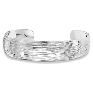 Bracelet jonc en argent sterling fin, design texturé à enfiler, finition métallique unie - Product Image 4