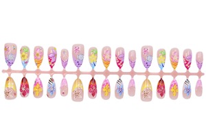 NBL-JX-195 <span class=keywords><strong>Uñas</strong></span> Postizas con Diseño de Flores Tropicales, 30 Piezas, Estilo Hawaiano 3D, <span class=keywords><strong>Uñas</strong></span> Postizas Reutilizables de Verano, Venta al por Mayor - Product Image 6
