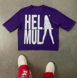 Venta al por mayor Streetwear Tops manga corta cuello redondo 250 gramos algodón liso hombres Stock camiseta de gran tamaño peso pesado - Product Image 5