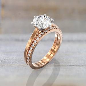 Ensembles de mariée haut de gamme anneaux de mariage 1.5 carats coupe ronde Moissanite bague de fiançailles bijoux en argent fournisseur en gros vendeur à l'exportation - Product Image 6