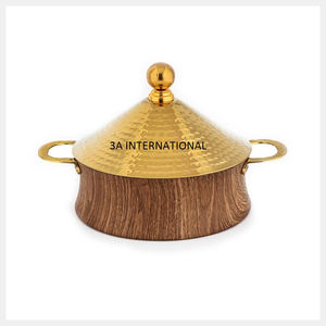 Pot de service en bois et en métal, tendance, avec couvercle en plaqué or, ustensiles de cuisine, vaisselle de mariage, livraison gratuite - Product Image 1