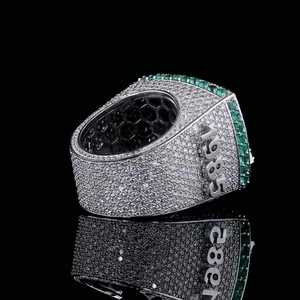 Anillo Cuadrado con Número Personalizado, Diamante Moissanite VVS Brillante, Plata de Ley 925, Anillo de Lujo Estilo Hip Hop, Unisex - Product Image 5