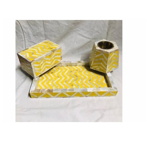 Vente chaude Chevron Motif Os Incrustation Plateau Ensemble Avec Bakhoor Brûleur Et Boîte Brûleur D'encens Ensemble Thé Lumière Ensemble Artisanat Indien - Product Image 6