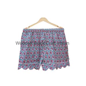 Conjunto Kangura de pijama de algodón hecho a mano indio de tendencia, ropa de noche corta Vintage con estampado de bloques de mano para mujer para otoño - Product Image 2