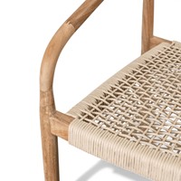 Chaise de salle à manger d'extérieur en teck massif scandinave, fauteuil en corde de rotin tressée, design moderne écologique, mobilier de jardin