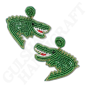 Pendientes colgantes inspirados en guitarra con cuentas de oro hechas a mano, joyería de moda en forma de instrumento musical única para niñas - Product Image 2