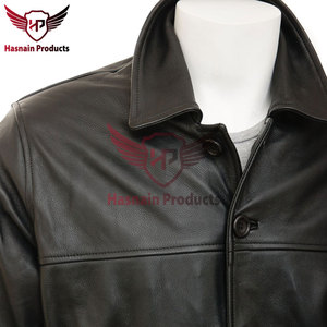 Chaqueta Reefer de cuero negro Premium para hombre con ajuste personalizado Ropa de abrigo elegante para caballeros modernos hechos a mano - Product Image 5