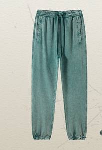 Printemps et automne nouveau teint vieilli blanc mince col rond sweat pantalons de survêtement ensemble sweat hommes couleur unie lavé sweats à capuche - Product Image 4