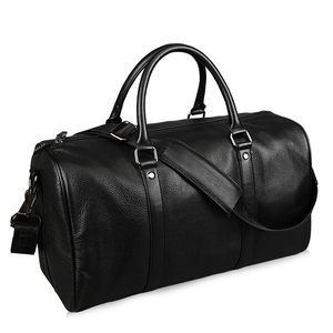 Sac de voyage en cuir avec fermeture éclair et compartiment séparé pour chaussures, noir - Product Image 6