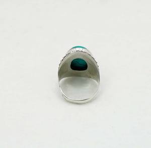 925 argent sterling massif mois de décembre pierre de naissance turquoise avec sertissage de lunette bague de forme ovale - Product Image 3