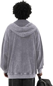 Sudadera con Capucha de Algodón Grueso con Lavado Ácido y un Desgaste Vintage Clásico, Diseñada para Comodidad Casual y Moda Urbana - Product Image 2