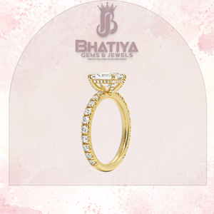 Anillo de compromiso de diamantes de lujo con acento de galería oculta para mujer Original 14K Gold Certified Lab Diamond - Product Image 2