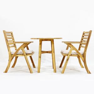 Ensemble de bistrot en bois d'acacia Comehome, chaises pliantes avec coussins blancs doux - Product Image 4