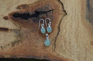 Aqua Calcedonia joyería de piedras preciosas para mujer plata estilo bohemio pendientes colgante conjunto joyería 925 plata esterlina tendencia hecha a mano - Product Image 4