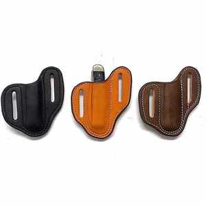 Funda plegable para cuchillo para hombre, funda para cuchillo al aire libre, funda para cuchillo de bolsillo de cuero Real para cinturón - Product Image 1