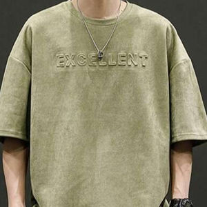 T-shirt décontracté en relief de dernière conception pour hommes T-shirt en tissu de haute qualité pour hommes T-shirt 100% coton - Product Image 1
